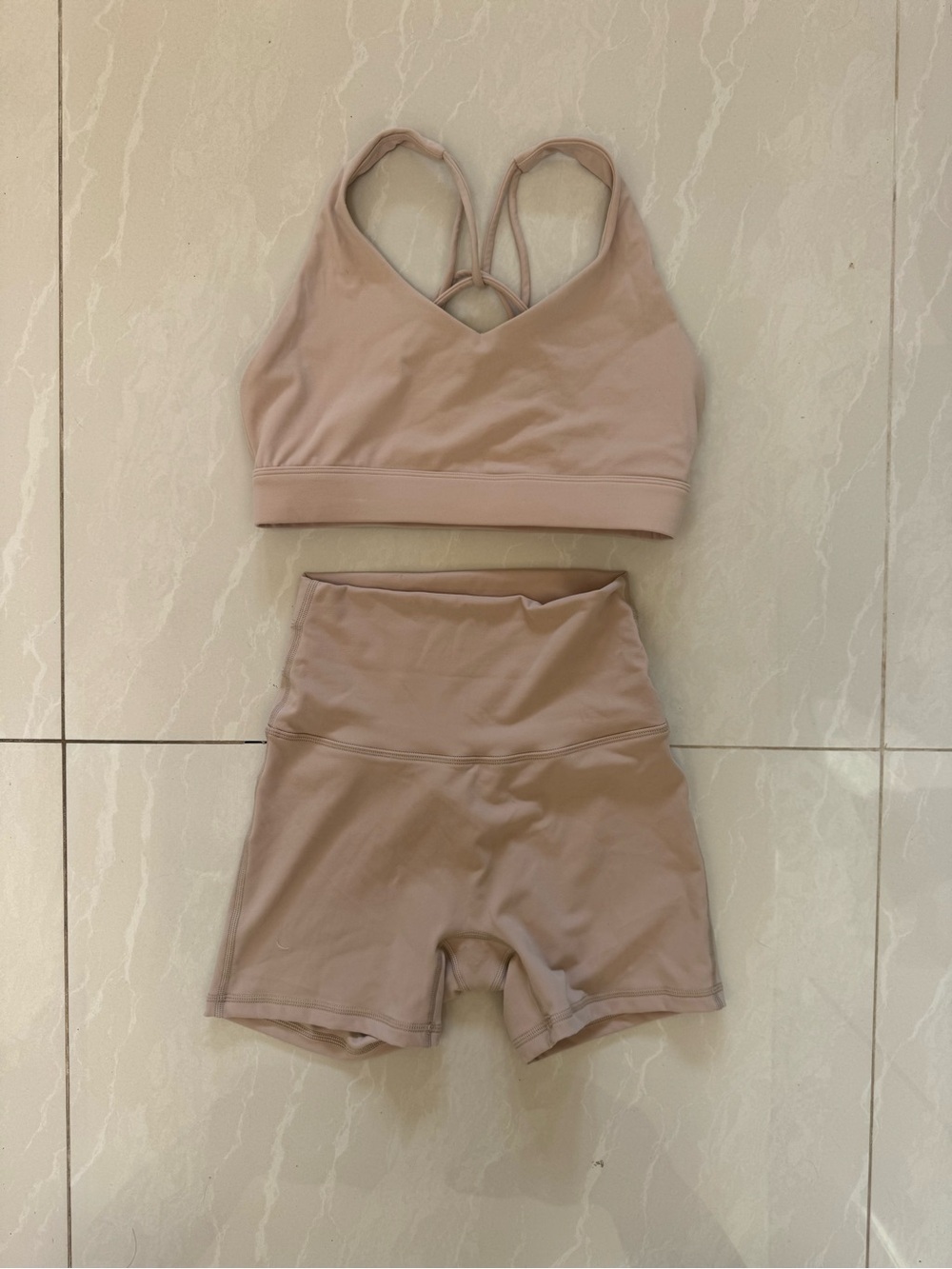 IWA COMPANY Seamless Blush Sports Bra & High-Waist Shorts Set - Women Intimates